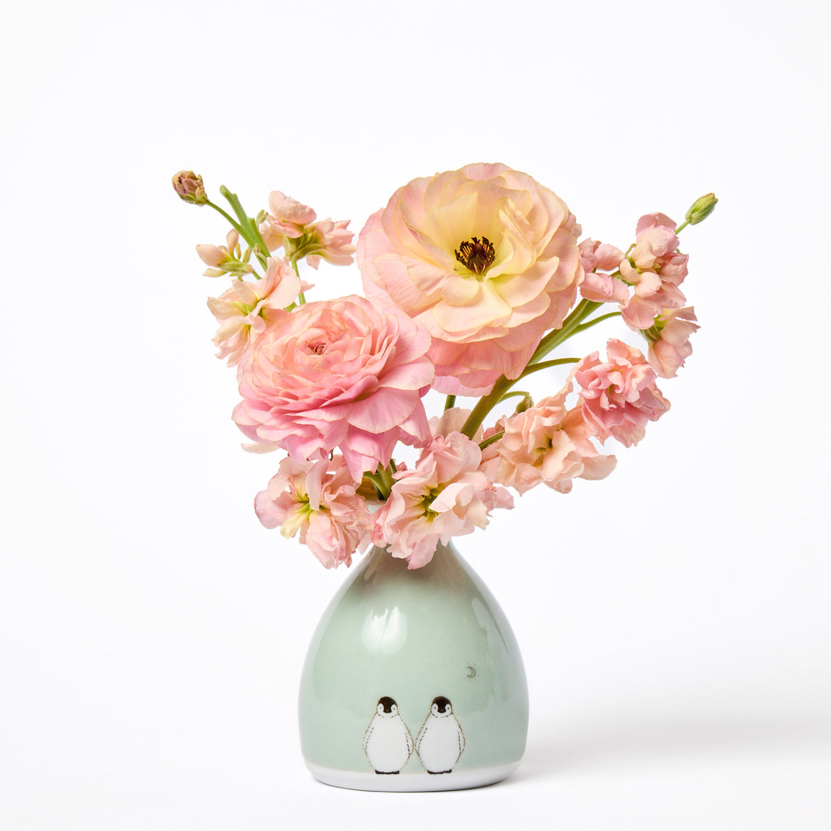 Celadon Double Penguin & Moon Bud Vase
