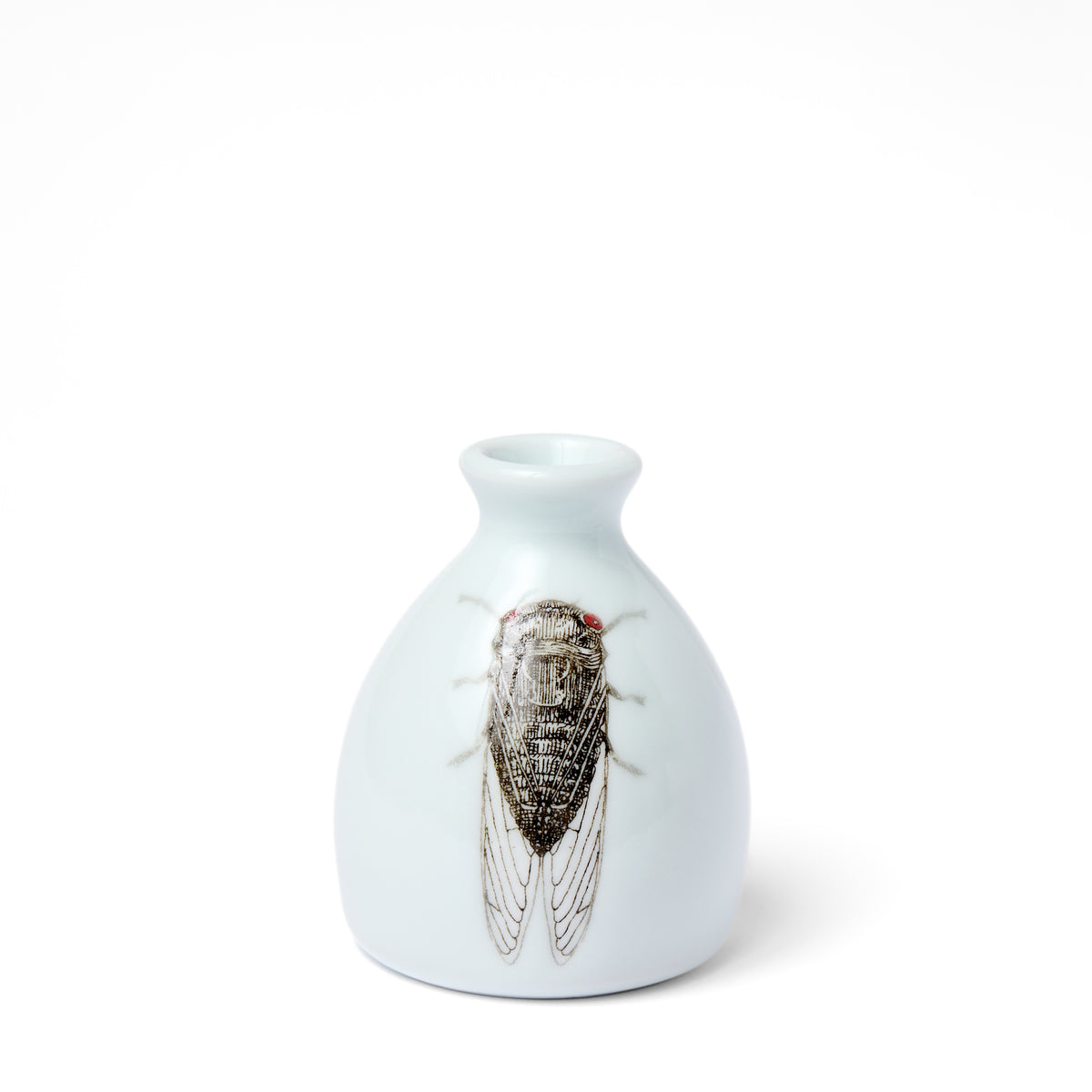 White Cicada (Red Eyes) Bud Vase