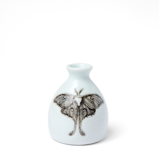 White Luna Moth Bud Vase