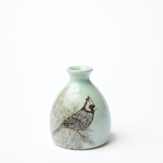 Celadon Cardinal Bud Vase