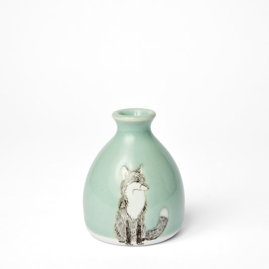 Celadon Fox Bud Vase