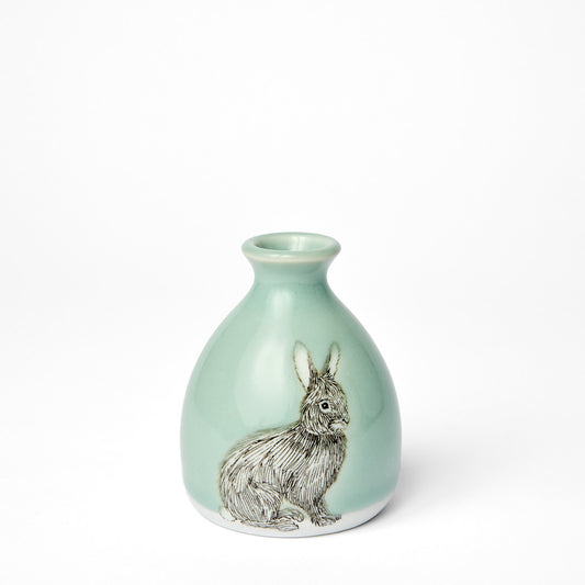 Celadon Rabbit Bud Vase