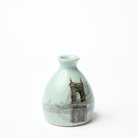 Celadon Roebling Bridge Bud Vase