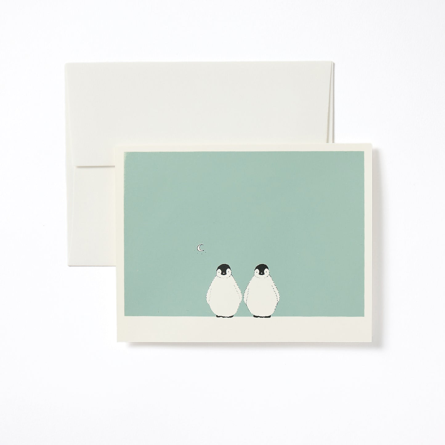 Celadon Double Penguin & Moon Notecard