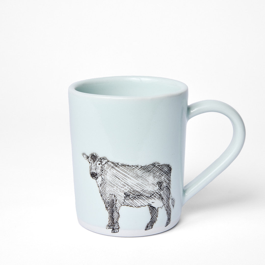 Large White Cow Mug