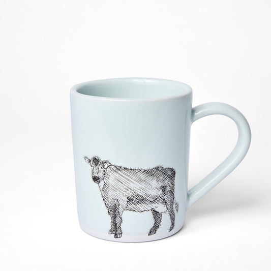 Large White Cow Mug