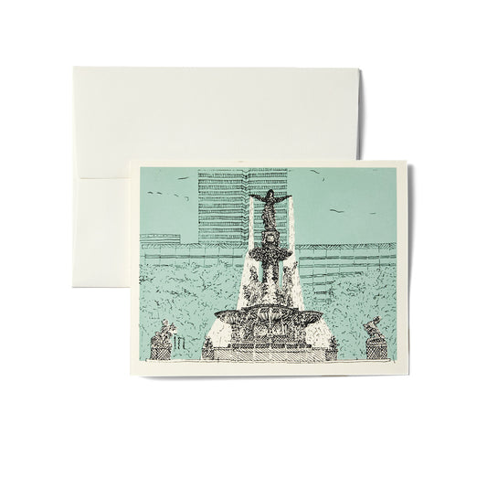 Celadon Fountain Square Notecard