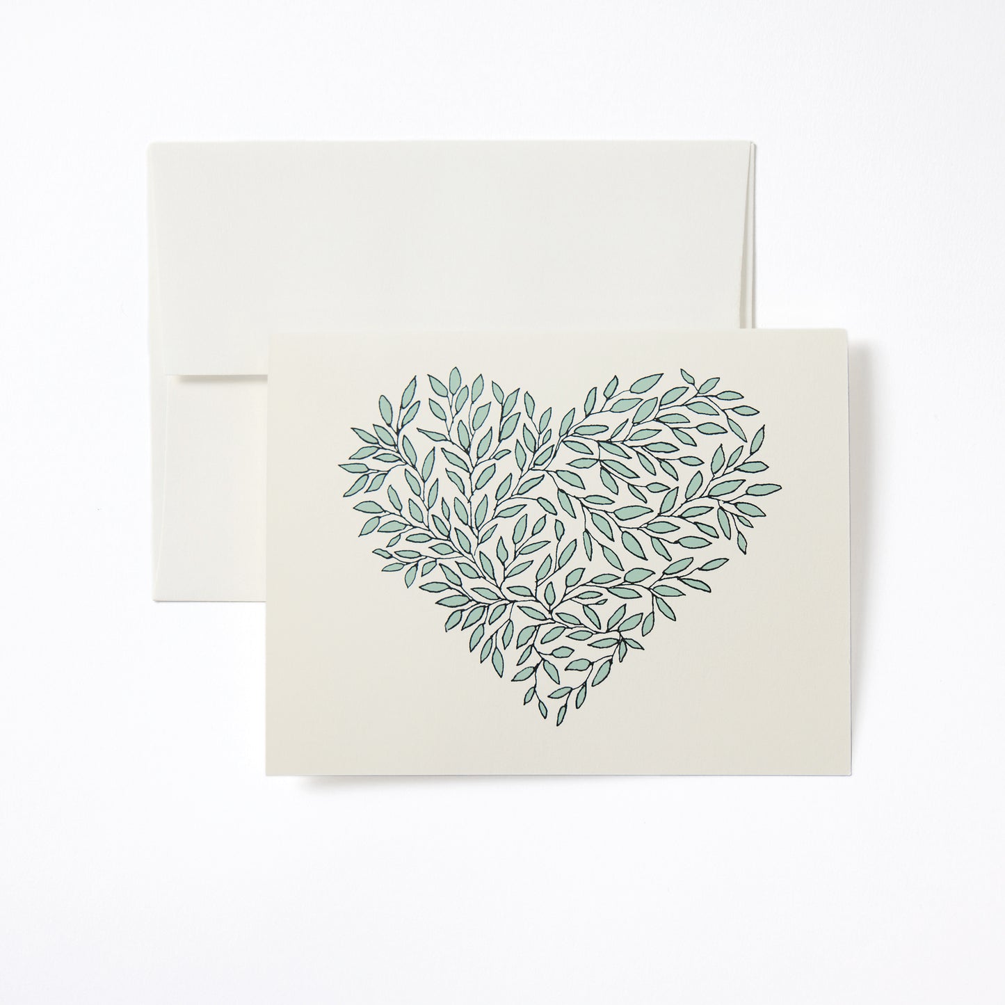 Vine Heart Notecard with Celadon Leaves