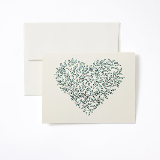 Vine Heart Notecard with Celadon Leaves