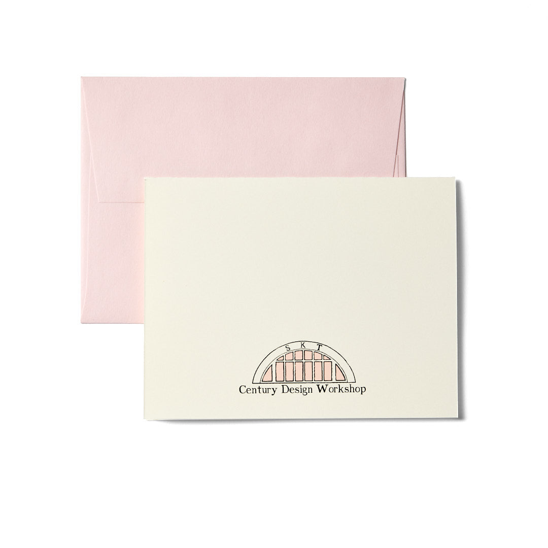 Pink Double Penguin & Moon Notecard