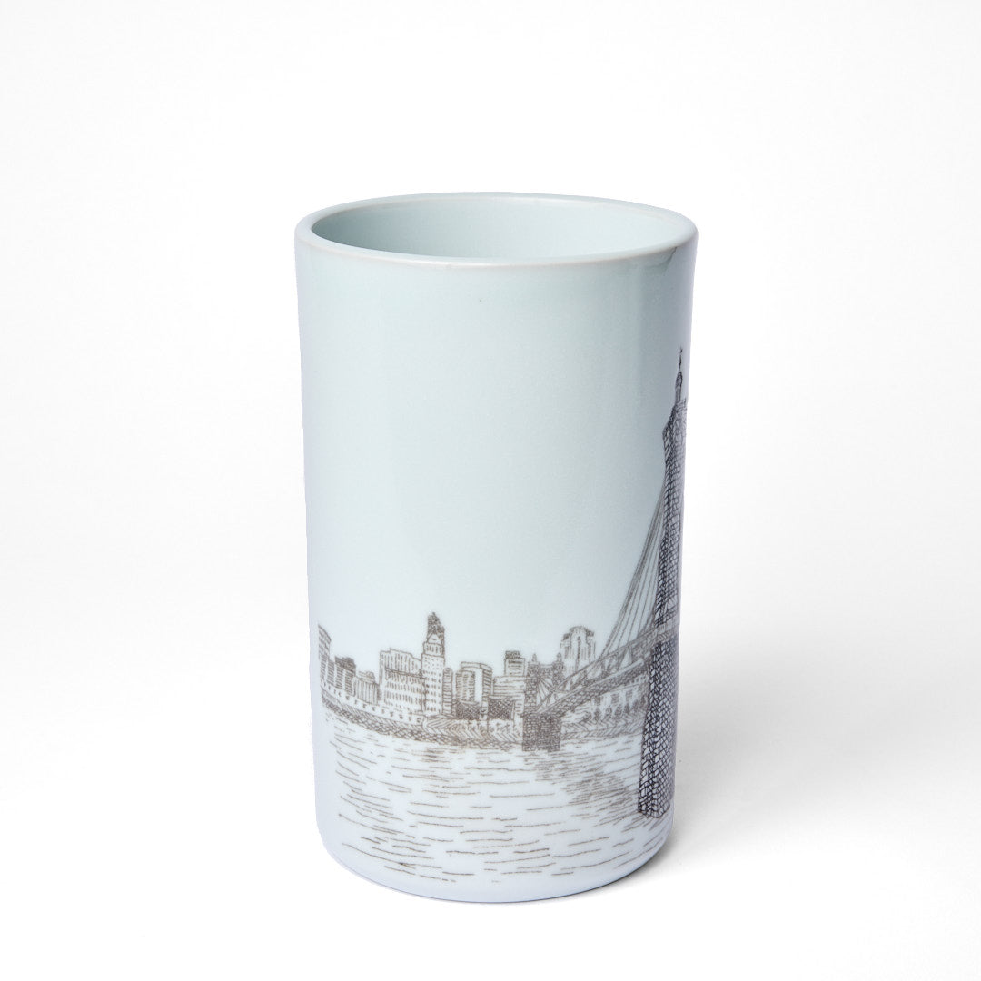 White Roebling Bridge Narrow Vase
