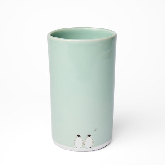 Celadon Double Penguin & Moon Narrow Vase