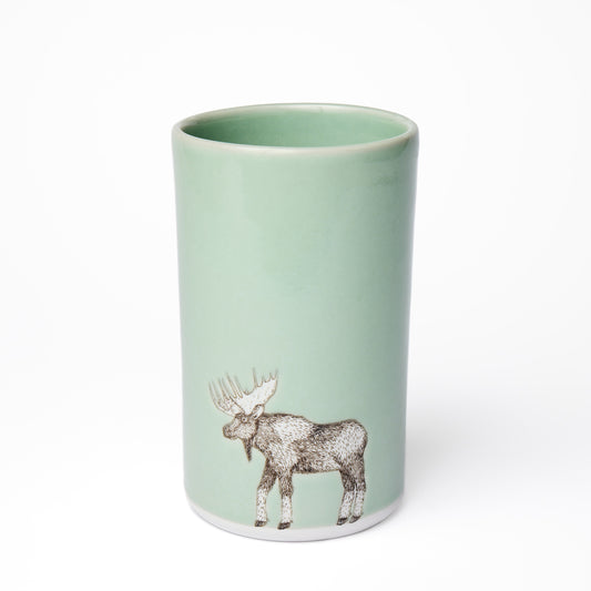 Celadon Moose Narrow Vase