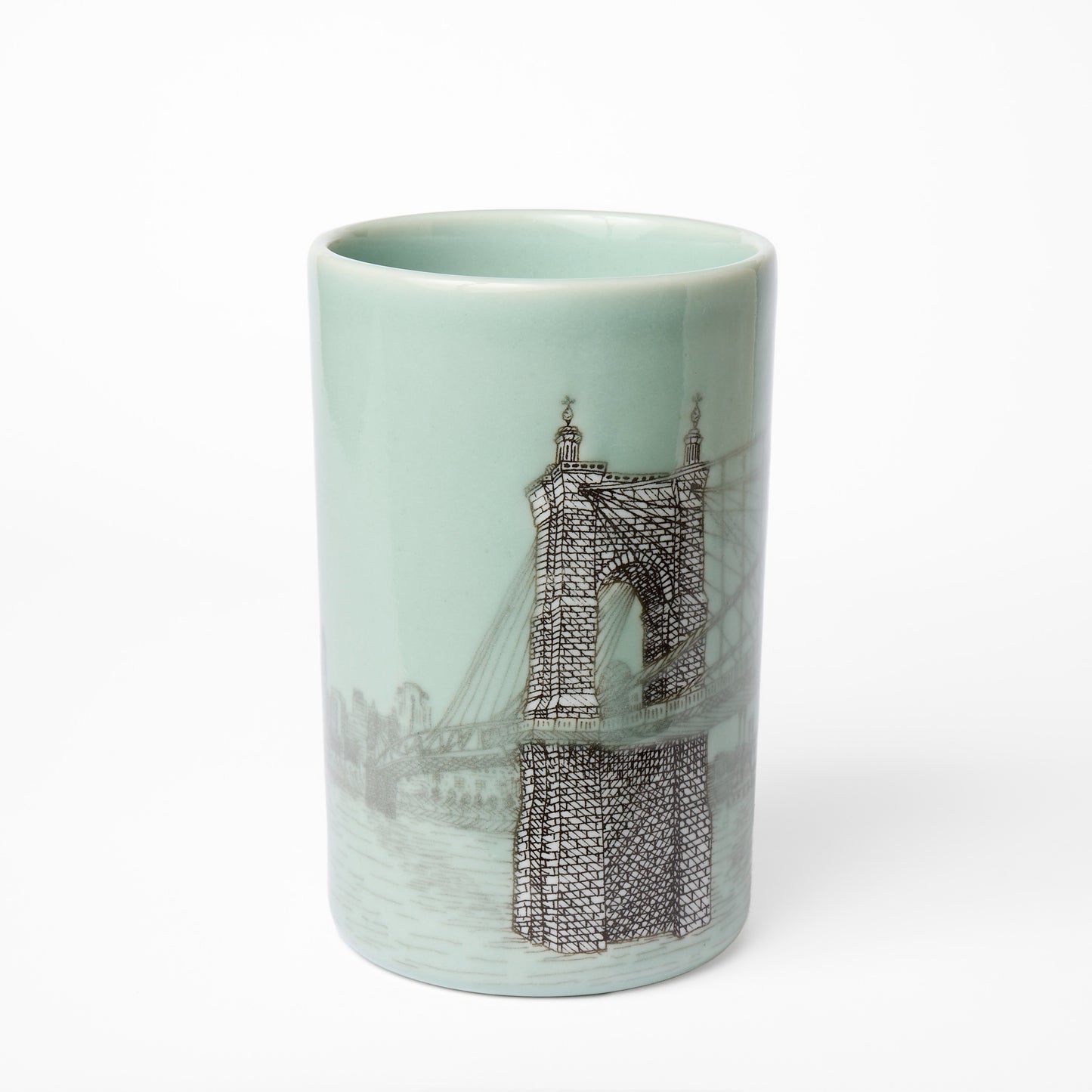 Celadon Roebling Bridge Narrow Vase