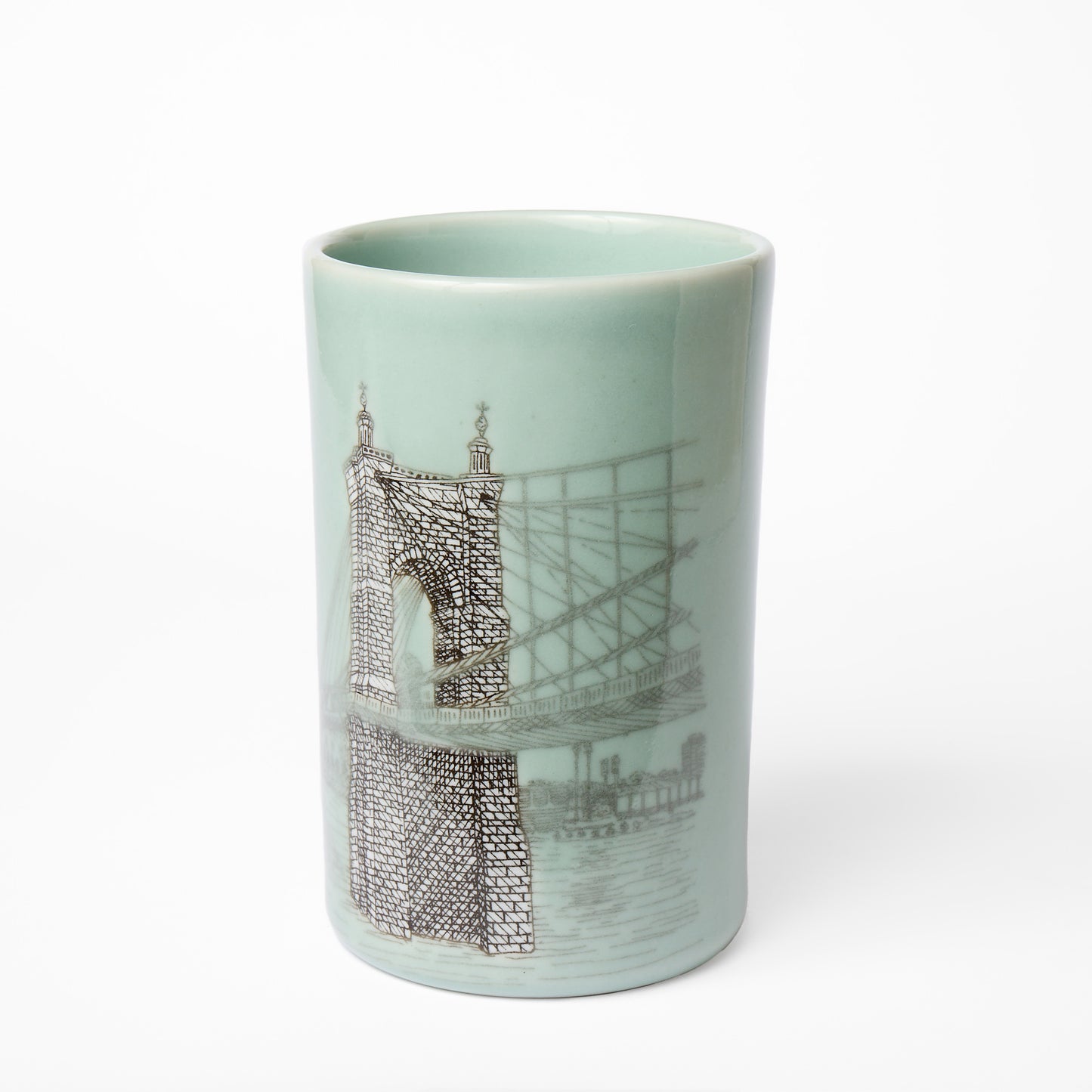 Celadon Roebling Bridge Narrow Vase