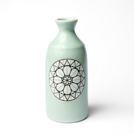 Celadon Rose Window Sake Bottle