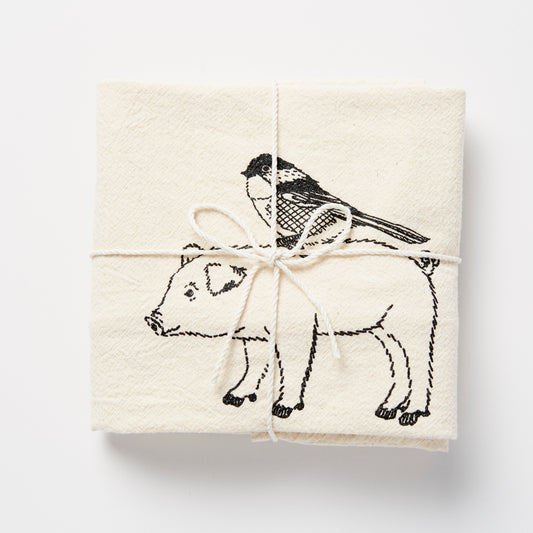 Pig and Bird Towel