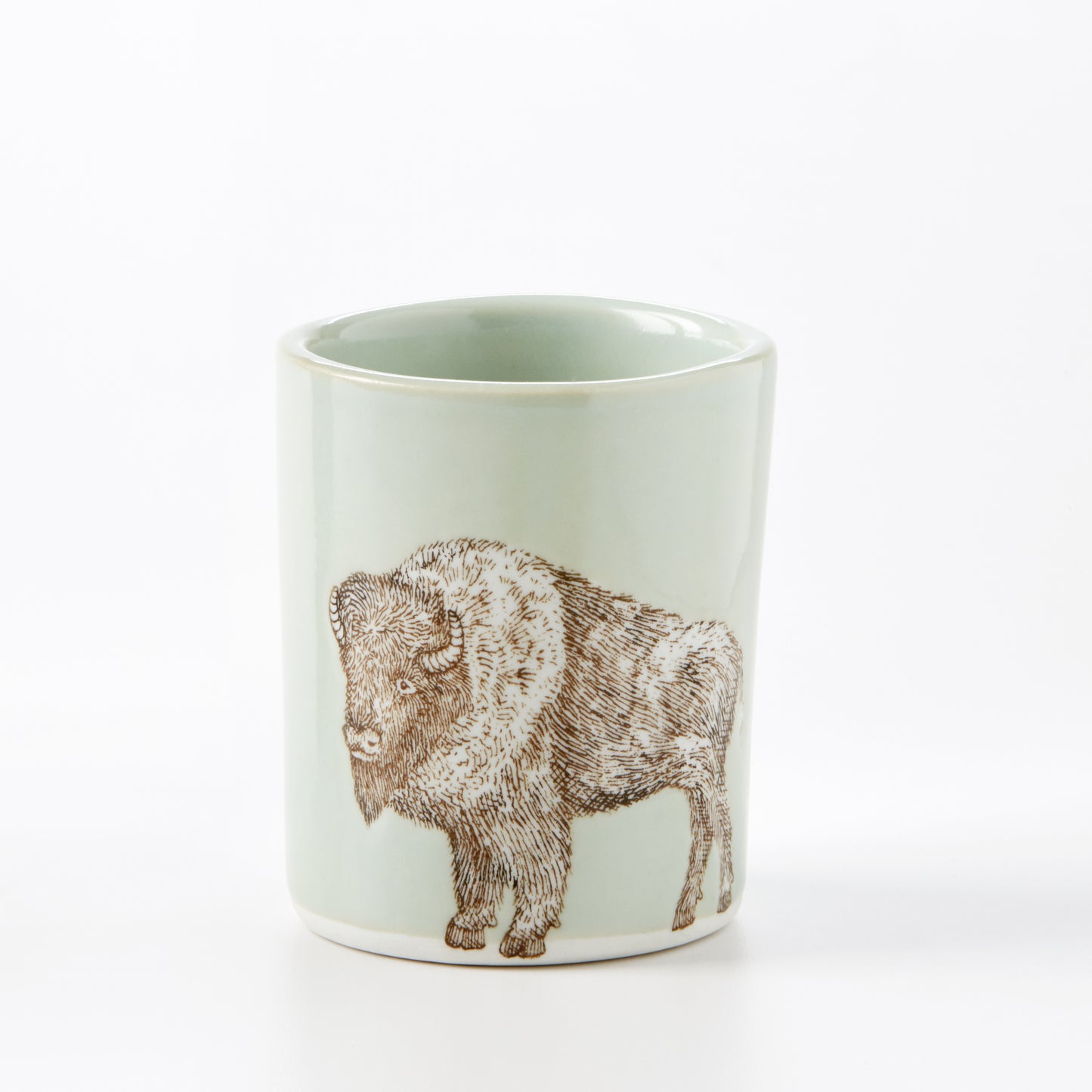 Large Celadon Bison Cup