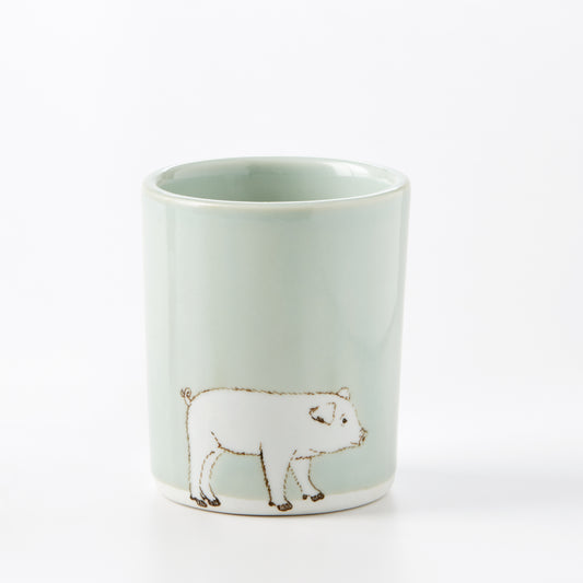 Large Celadon Pig Cup