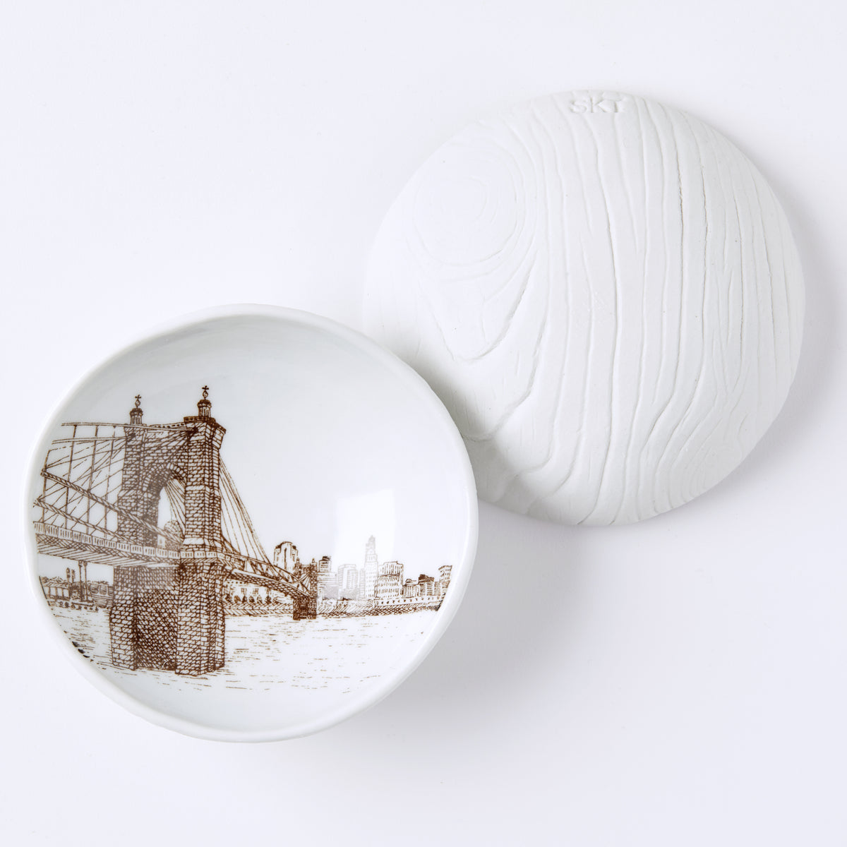 Roebling Bridge Woodgrain Dish